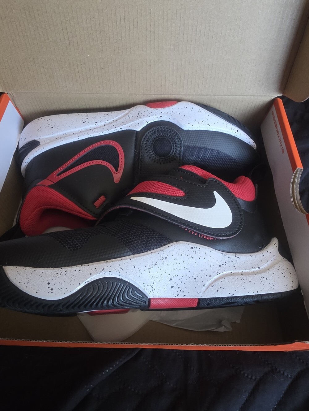 Nike Kids Black, Red and White Hook-and-Loop Sneakers